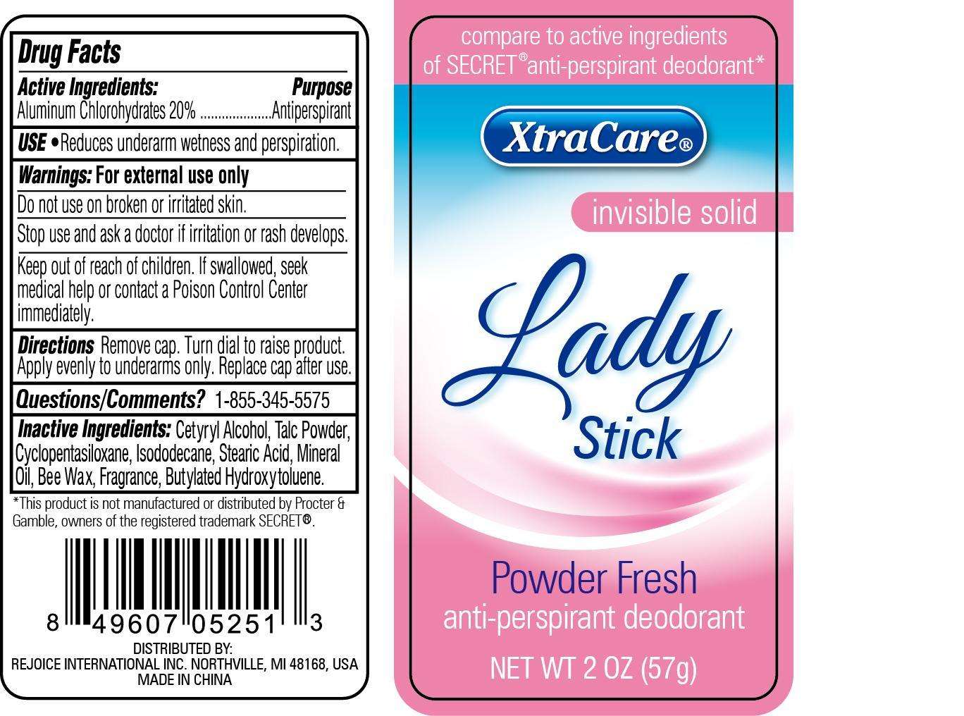 XtraCare Invisible Solid Lady Stick Powder Fresh